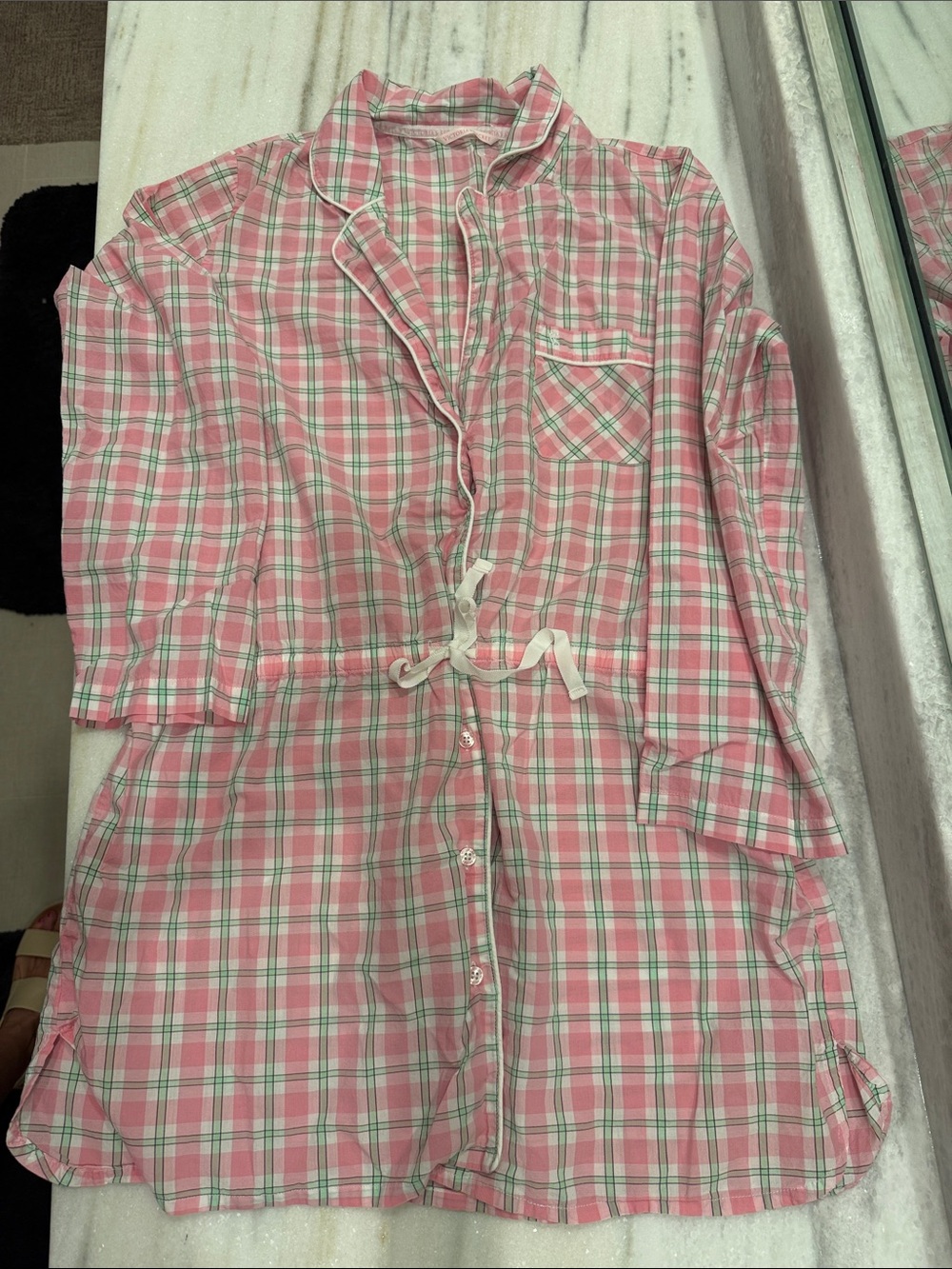 Victoria's Secret Pink Plaid Button-Front Sleep Tunic